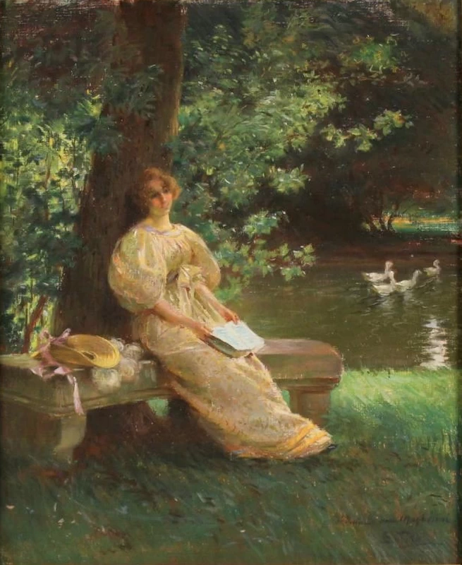 Ettore Tito-268-Fanciulla in giardino